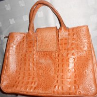 Кафява  кожена чанта genuine leather Made in Italy, снимка 10 - Чанти - 20925504
