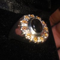 Сребърен пръстен със сапфири, снимка 5 - Пръстени - 19244174