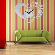 сърце сърца огледален стенен часовник уникален атрактивен дизайн 3D Свети Валентин , снимка 3 - Стенни часовници - 17397297