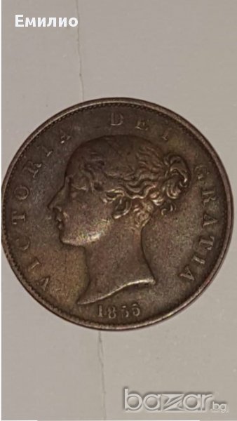 1855 Great Britain Penny aXF, снимка 1