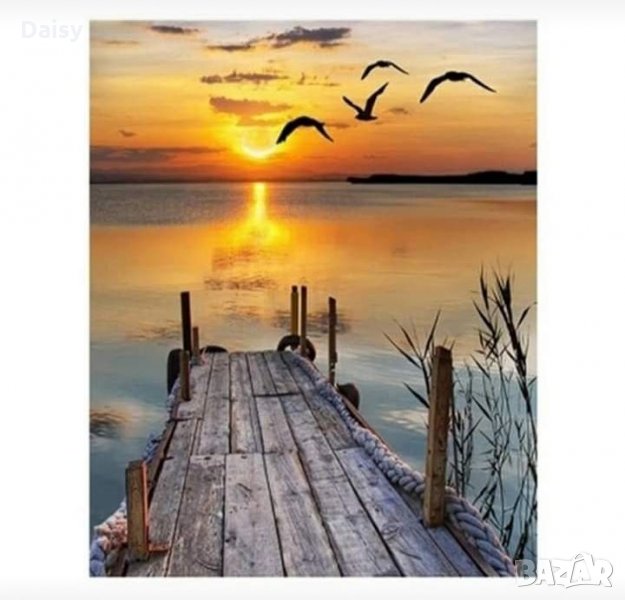 Диамантен гоблен"Залез на морето", снимка 1