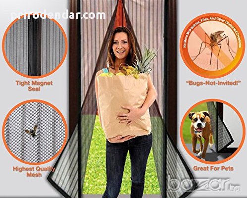  Комарник с магнити Magic Mesh в кафяво,черно или бяло, снимка 3 - Други стоки за дома - 14003104