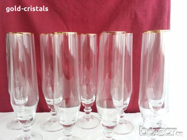 ретро кристални чаши с златен кант 