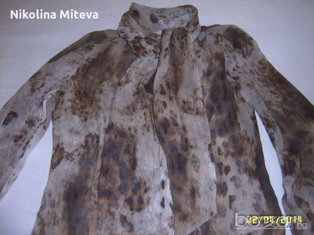 Тигрова копринена блуза, снимка 2 - Блузи с дълъг ръкав и пуловери - 19911637