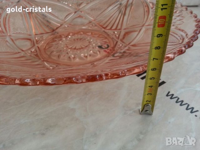 Стара стъклена голяма фруктиера купа чиния, снимка 5 - Антикварни и старинни предмети - 24962864