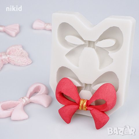 2 едри пандели панделки силиконов молд форма декорация украса фондан торта мъфини