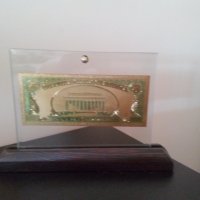 Сувенири 5 златни долара банкноти в стъклена поставка и сертификат, снимка 4 - Подаръци за юбилей - 23627240