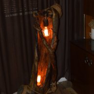 Уникална дървена лампа тип „Винтидж“-2, снимка 2 - Настолни лампи - 18073082
