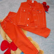 Оранжев дънков комплект, снимка 1 - Детски комплекти - 11287284