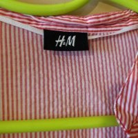 Дам.риза-"H&M"-/памук+ликра/-червено+бяло-райе. Закупена от Италия., снимка 3 - Ризи - 22993934