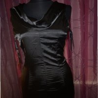 Черна  сатенена рокля , снимка 2 - Рокли - 19137156