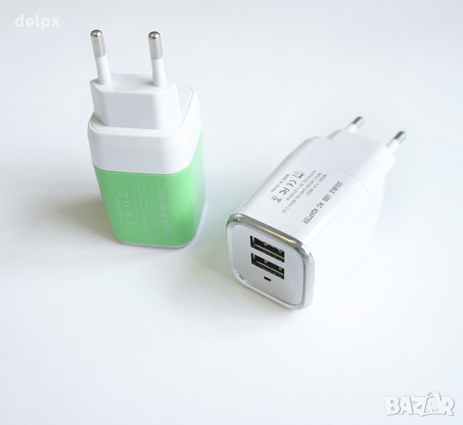 Мрежово зарядно за устройства с 2 изxода за USB 5V 2,1A, снимка 1