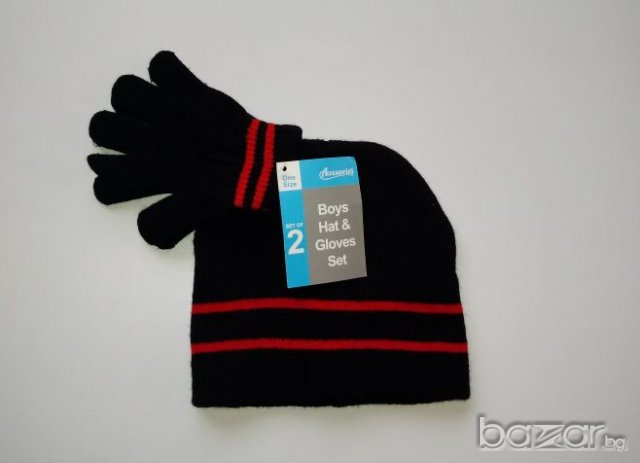  Нов детски комплект шапка с ръкавици