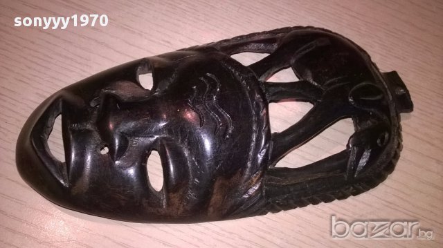 Африканска стара маска-дърво-21х11см-внос швеицария, снимка 6 - Антикварни и старинни предмети - 17307609