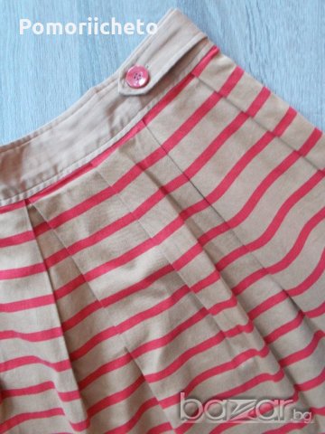 Красива разкроена раирана пола в горчица и червено, снимка 3 - Поли - 20677756