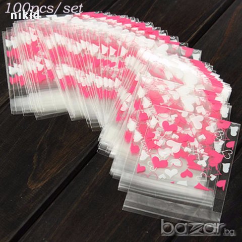 50 прозрачни на сърца сърце опаковъчни пликчета торбички за дребни сладки или др. подаръци, снимка 2 - Други - 15159236