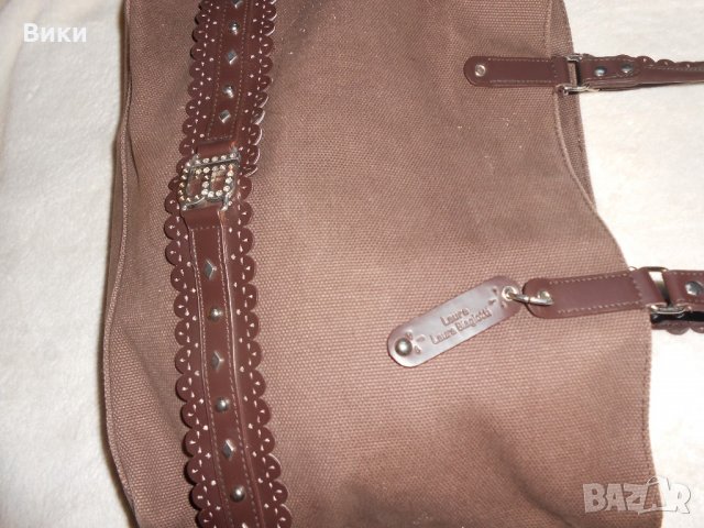 Тъмно кафява дамска чанта Laura Biagiotti, снимка 5 - Чанти - 22149470