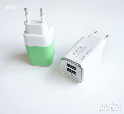 Мрежово зарядно за устройства с 2 изxода за USB 5V 2,1A, снимка 1 - Оригинални зарядни - 23391415