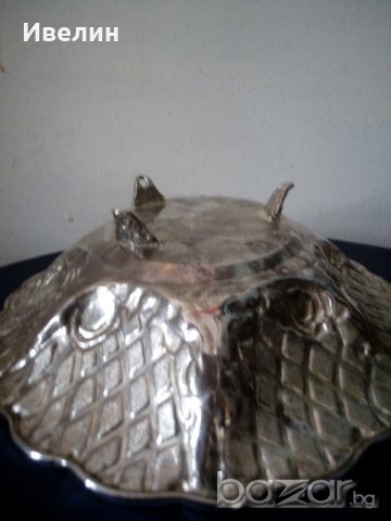 посребрена метална купа, фруктиера арт деко, снимка 4 - Антикварни и старинни предмети - 21103263