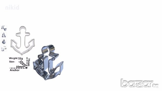 Котва остри върхове метален резец за декорация украса бисквитки сладки с тесто фондан, снимка 2 - Кухненски принадлежности - 18892587