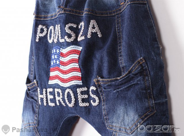 Дънкови потурки с американското знаме , снимка 3 - Детски панталони и дънки - 7219760