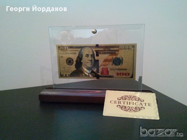 Сувенири 100 златни долара банкноти със сертфикат идеалните подаръци, снимка 2 - Нумизматика и бонистика - 16957176