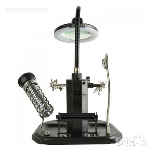 802 Настолна лампа с лупа трета ръка и стойка за запояване , снимка 13 - Други стоки за дома - 25078599