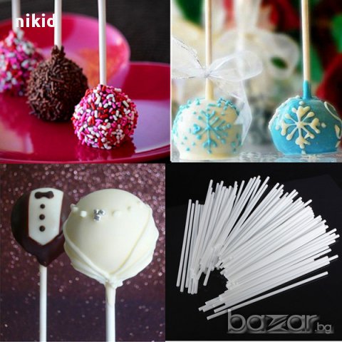 50 бр. бели пръчки пръчици за близалки клечки клечици лолипопс cake pops, снимка 2 - Други - 13303420