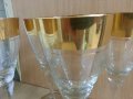 Стари стъклени чаши гравирани с златен кант, снимка 10