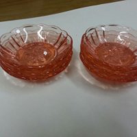 Стъклени чинии чинийки розово стъкло, снимка 6 - Антикварни и старинни предмети - 25176553