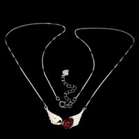 Сребърен накит с естествен рубин и циркони, снимка 2 - Колиета, медальони, синджири - 25941811