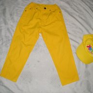Жълти дънки и шапка с козирка, снимка 2 - Детски панталони и дънки - 18291149