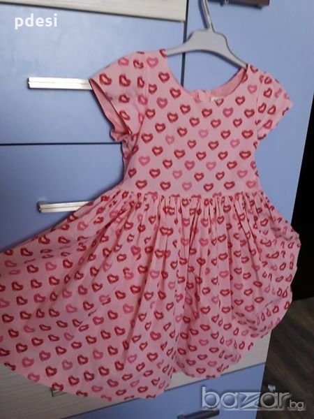 Розова рокля на целувки, размер 116, снимка 1