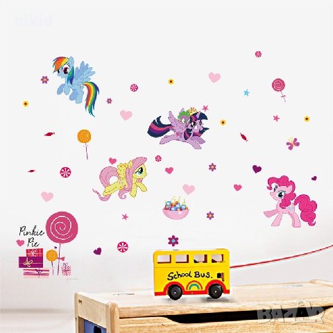 4 Понита Малкото Пони My Little Pony Pinkie Pie стикер лепенка за стена мебел детска стая, снимка 3 - Други - 26203767