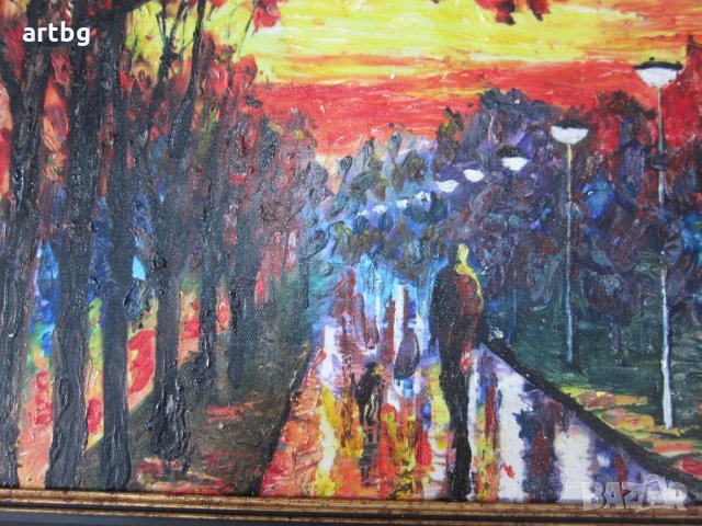 Автентична картина "Огнена вечер", снимка 5 - Картини - 24753218