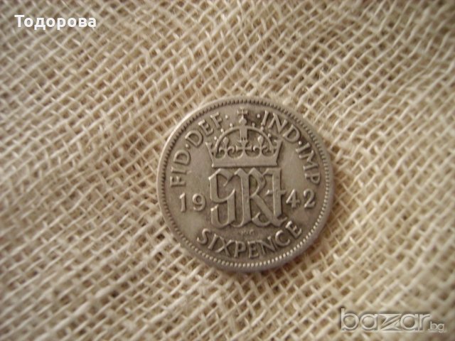 Сребърни sixpence-1942 година, снимка 1 - Нумизматика и бонистика - 18329736