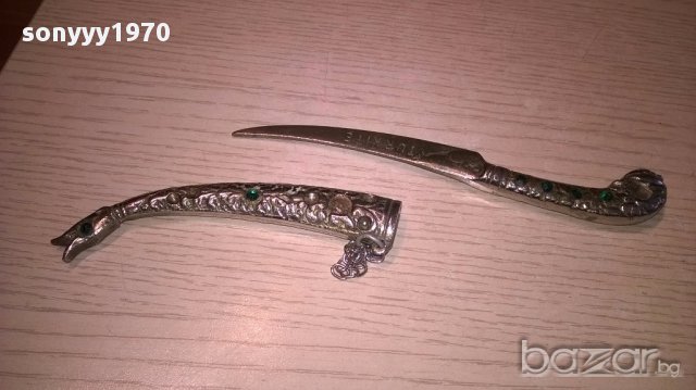 Turkiye-нож с кания-метални-19см-внос швеицария, снимка 12 - Антикварни и старинни предмети - 15882661