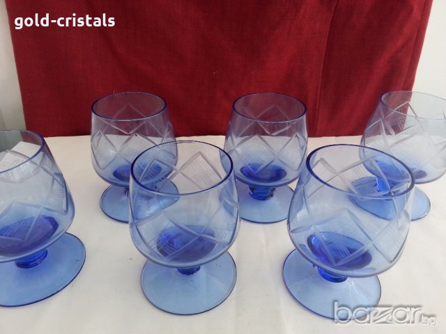 Стъклени чаши кобалт, снимка 2 - Антикварни и старинни предмети - 19293165