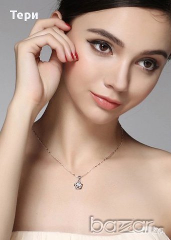 НОВ!!! Комплект висулка и обеци с покритие от бяло злато, снимка 6 - Бижутерийни комплекти - 17015945