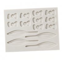 4  Дълги заешки уши за забождане и панделки силиконов молд форма украса мъфини фондан торта, снимка 2 - Форми - 23678570