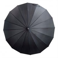 564 Класически автоматичен чадър за дъжд черен 16 ребра 98см дамски чадър мъжки чадър, снимка 2 - Други - 22731174