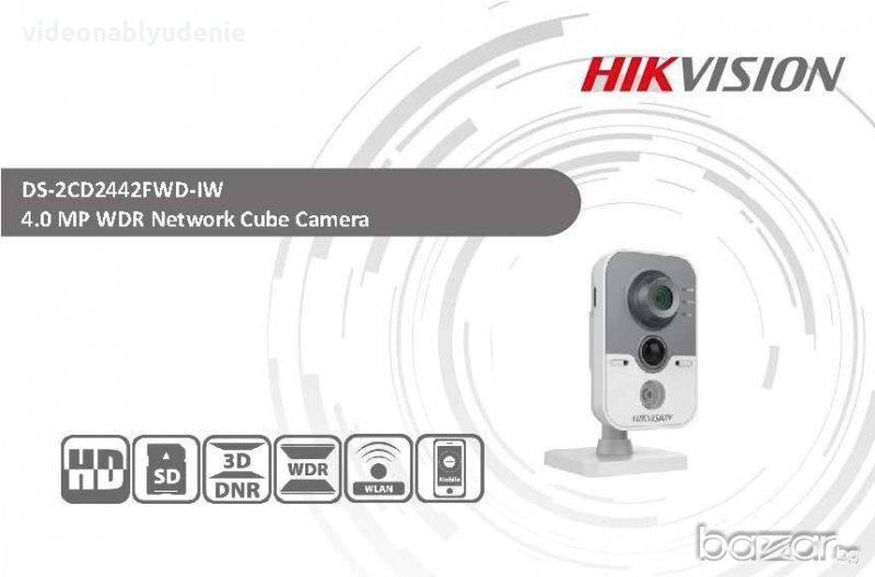 Безжична Wi-Fi мрежова IP камера HIKVISION DS-2CD2442FWD-IW - 4 мегапиксела Обектив: 2.8мм + Бебефон, снимка 1