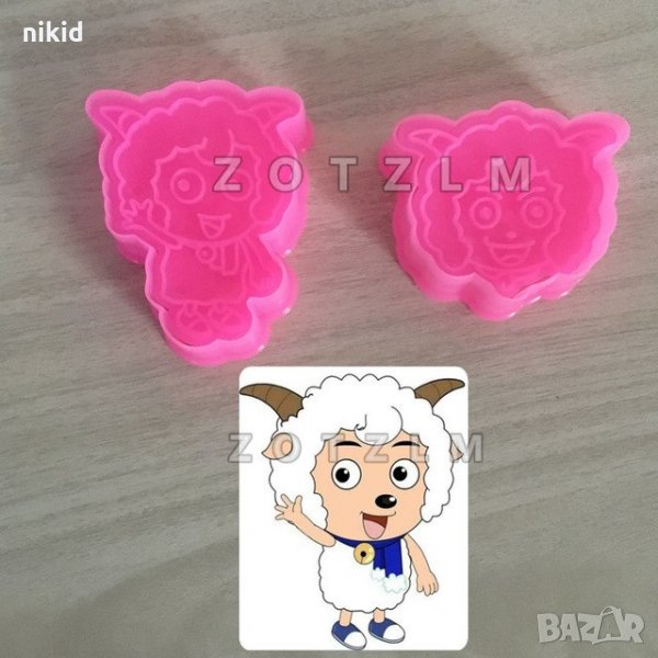2 бр агне овца пластмасови релефни форми резци разглобяеми за сладки бисквитки фондан тесто украс, снимка 1