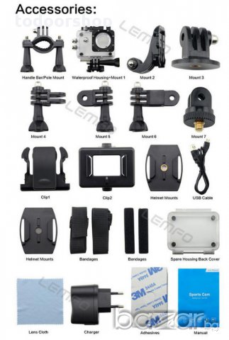  Спорт камера екшън камера видеорегистратор камера за кола , ски , мото спорт , вело спорт, снимка 5 - Камери - 10005917