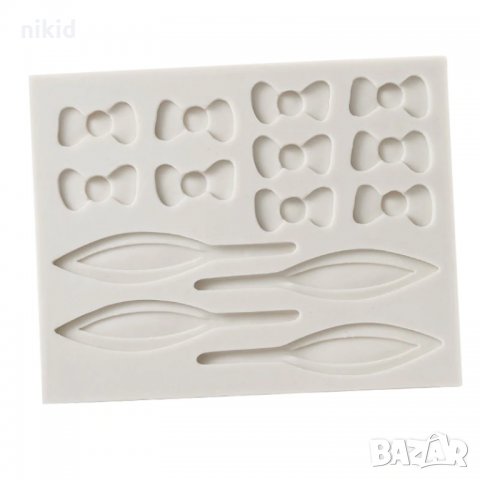 4  Дълги заешки уши за забождане и панделки силиконов молд форма украса мъфини фондан торта, снимка 2 - Форми - 23678570