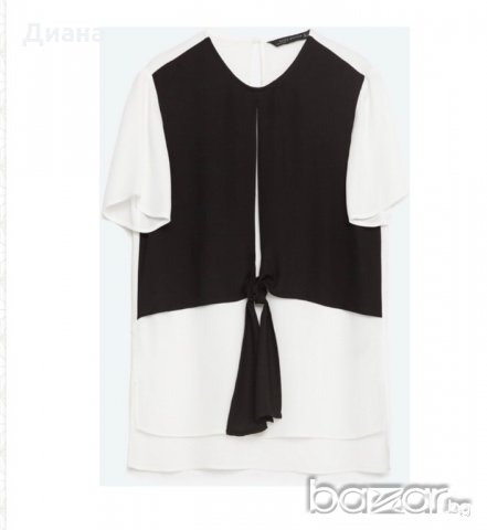 Черно-бяла блуза Zara, снимка 1 - Тениски - 20623184