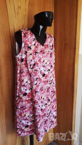 Къса розова рокля на дребни рози ХХЛ, снимка 3 - Рокли - 25480387