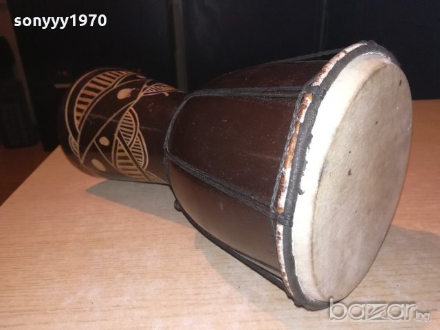 масивна тарамбука-дърво с резба-29х16см-внос швеицария, снимка 10 - Ударни инструменти - 21073552