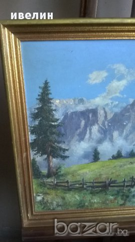 стара картина-планински пейзаж, снимка 5 - Картини - 15499823