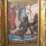 гоблен Коне на водопой,картина пано, снимка 1 - Гоблени - 16955924